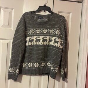 Grey knit Christmas sweater